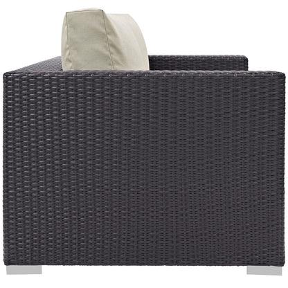 Convene Outdoor Patio Loveseat, Beige, Rattan 9876