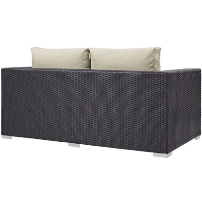 Convene Outdoor Patio Loveseat, Beige, Rattan 9876