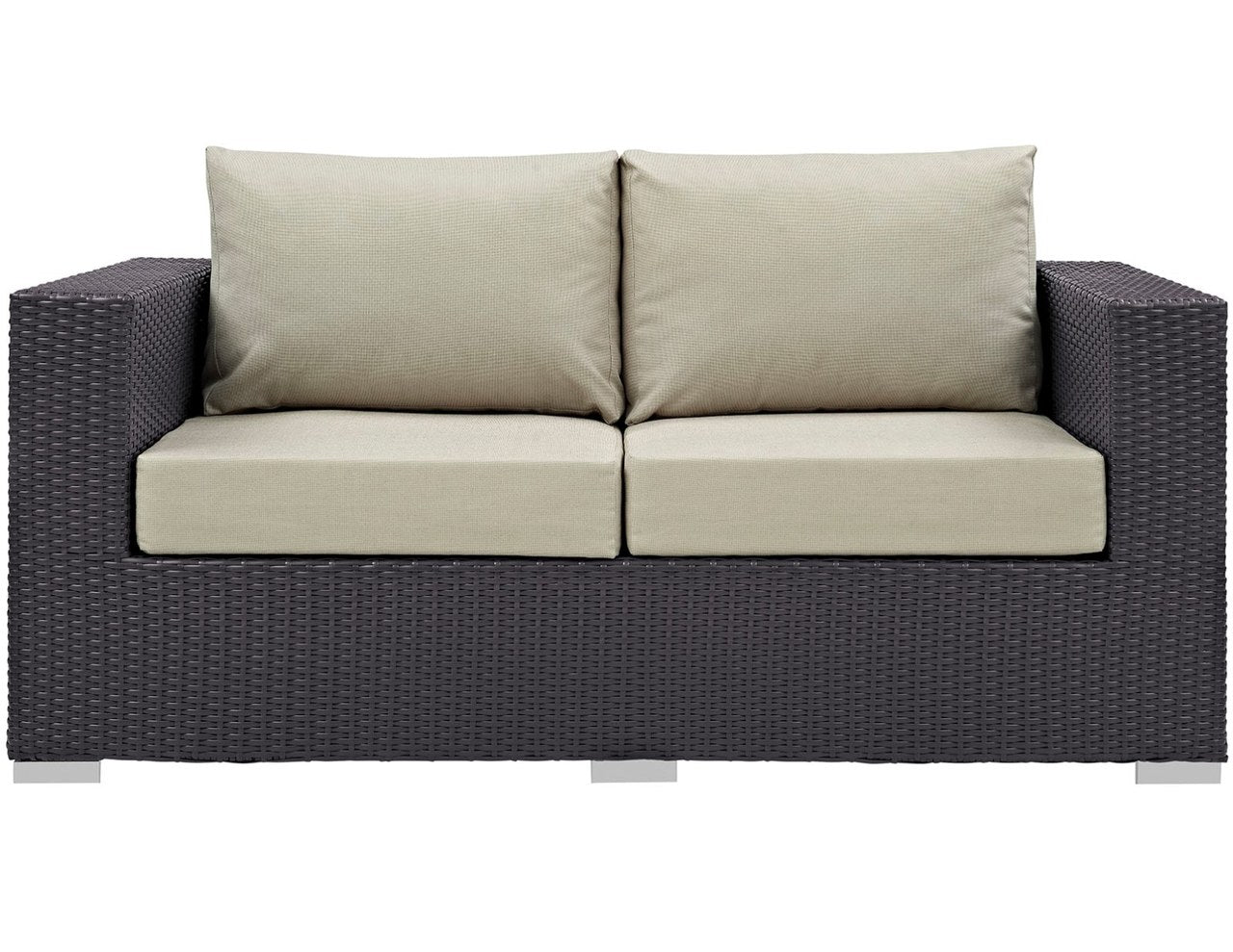Convene Outdoor Patio Loveseat, Beige, Rattan 9876