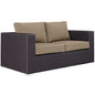 Convene Outdoor Patio Loveseat, Brown, Rattan 9877