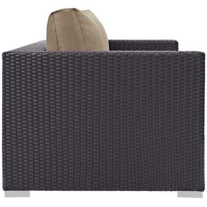 Convene Outdoor Patio Loveseat, Brown, Rattan 9877