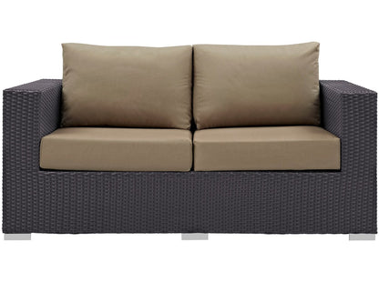 Convene Outdoor Patio Loveseat, Brown, Rattan 9877