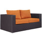 Convene Outdoor Patio Loveseat, Orange, Rattan 9878