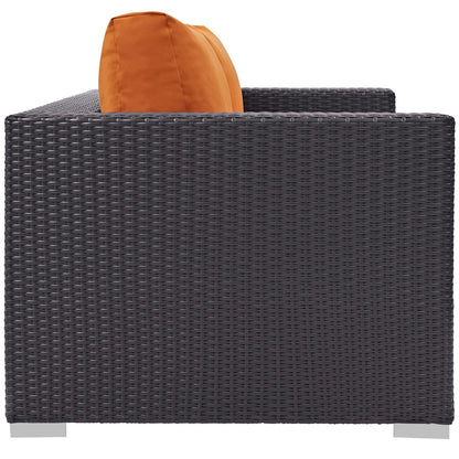 Convene Outdoor Patio Loveseat, Orange, Rattan 9878