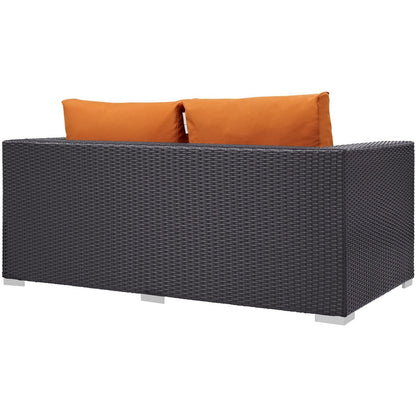 Convene Outdoor Patio Loveseat, Orange, Rattan 9878
