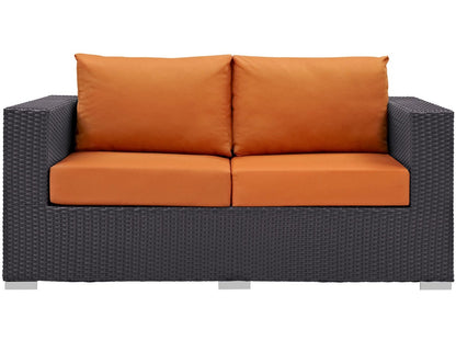 Convene Outdoor Patio Loveseat, Orange, Rattan 9878