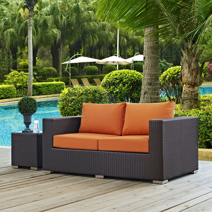 Convene Outdoor Patio Loveseat, Orange, Rattan 9878