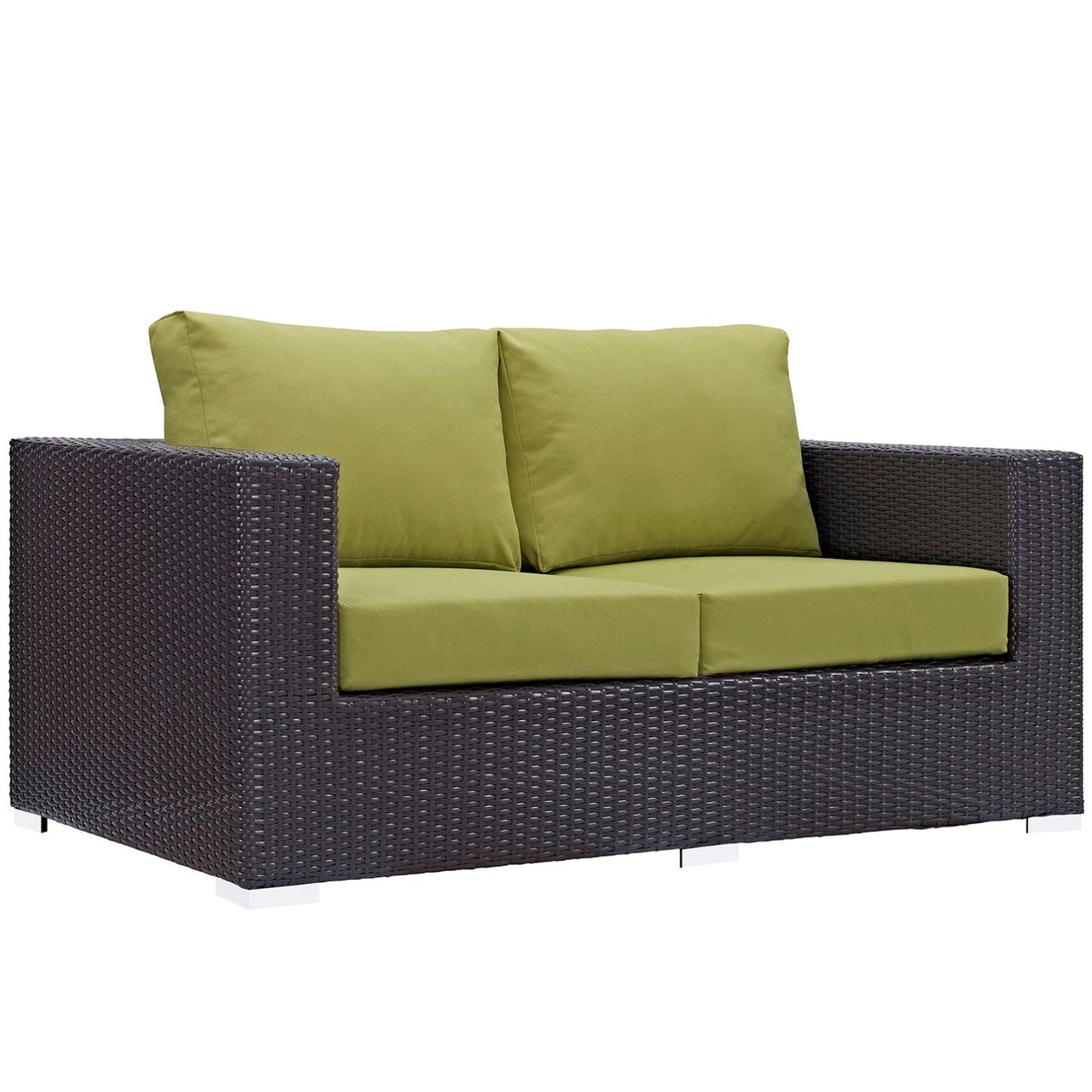 Convene Outdoor Patio Loveseat, Green, Rattan 9879