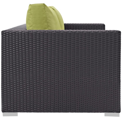 Convene Outdoor Patio Loveseat, Green, Rattan 9879