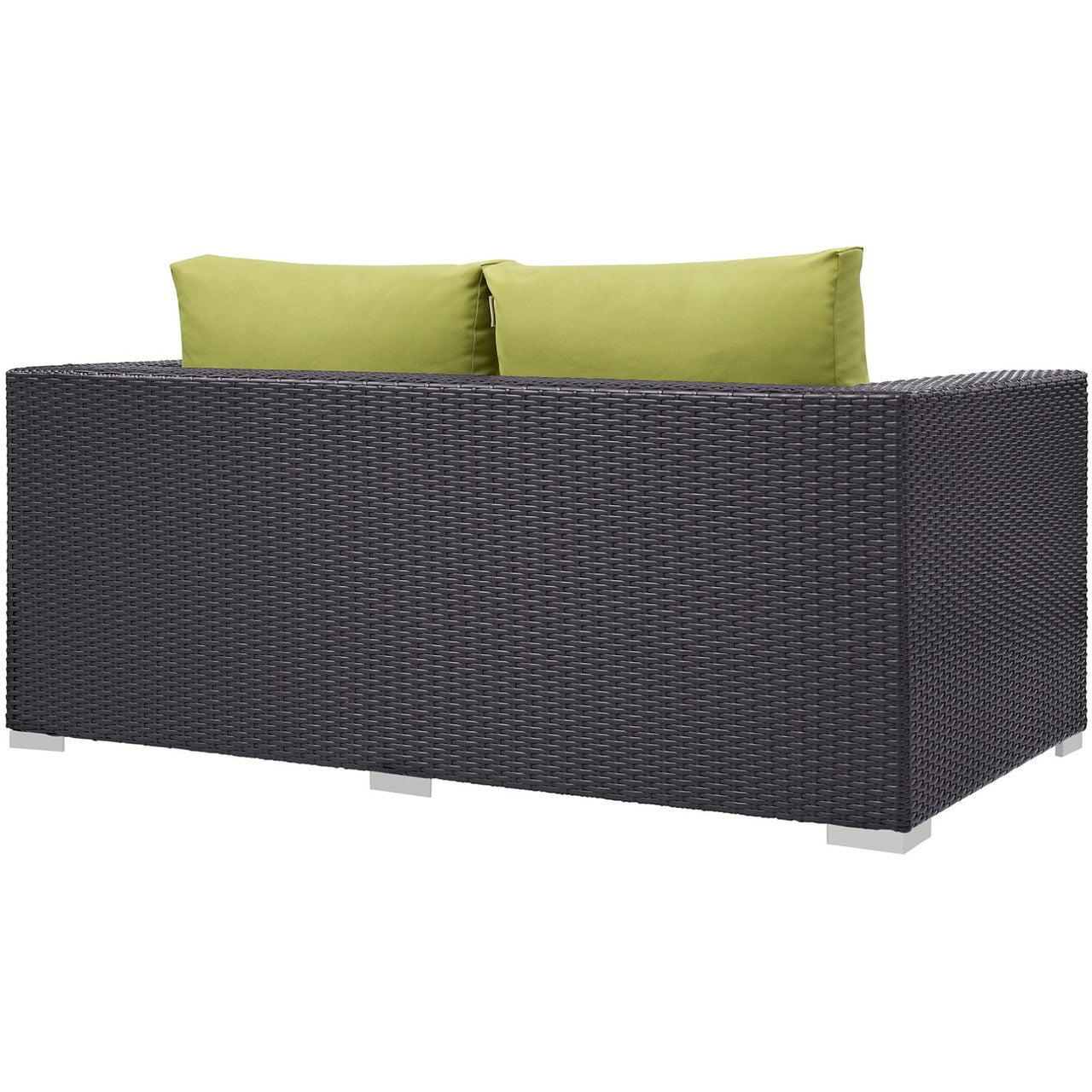 Convene Outdoor Patio Loveseat, Green, Rattan 9879