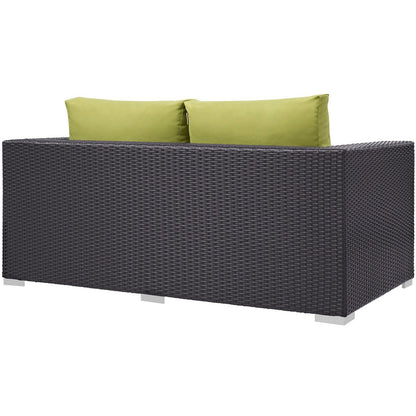 Convene Outdoor Patio Loveseat, Green, Rattan 9879
