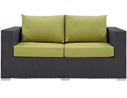 Convene Outdoor Patio Loveseat, Green, Rattan 9879