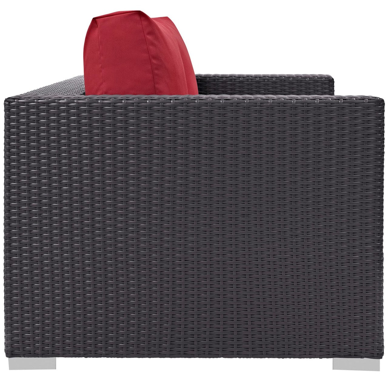 Convene Outdoor Patio Loveseat, Red, Rattan 9880