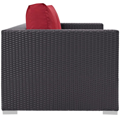 Convene Outdoor Patio Loveseat, Red, Rattan 9880