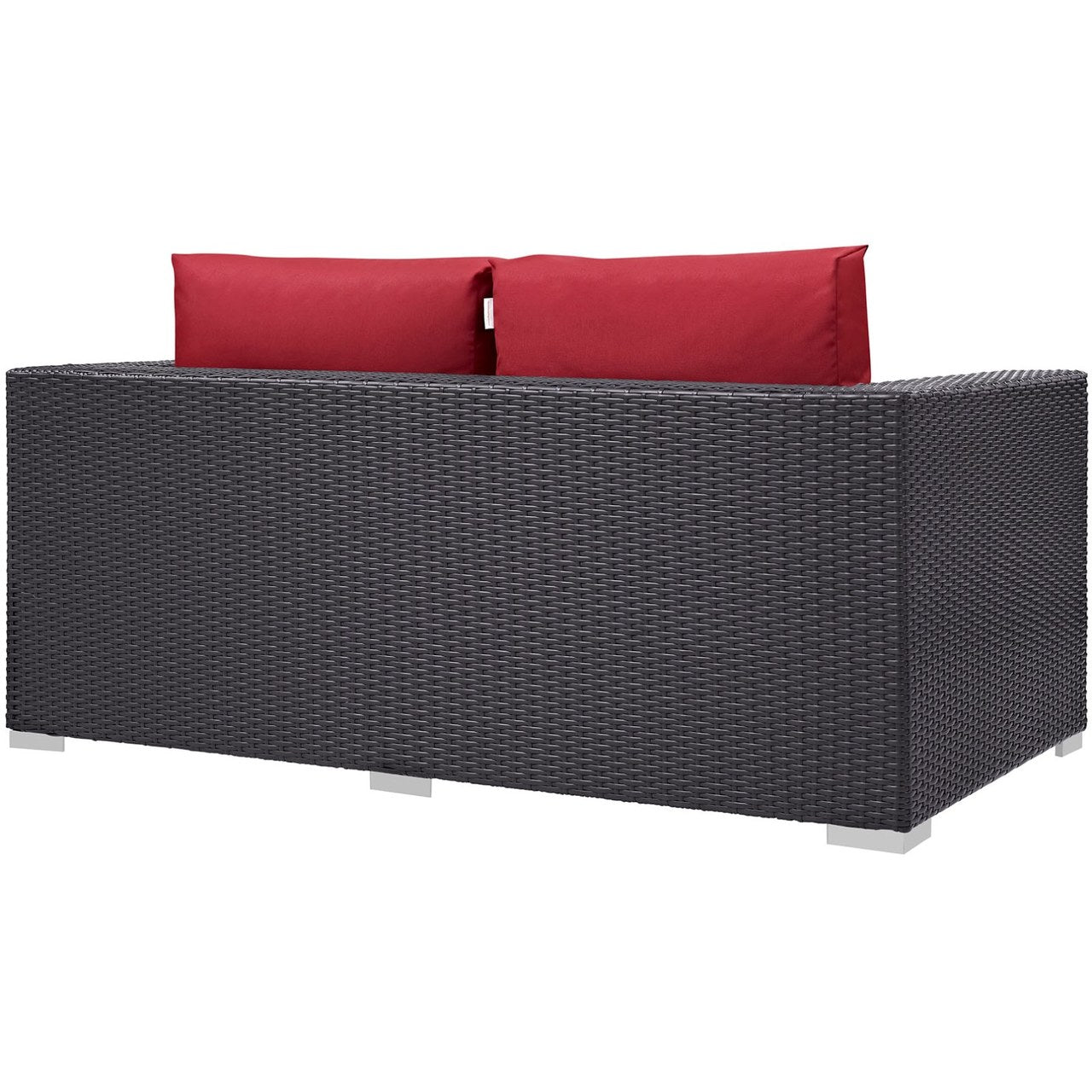 Convene Outdoor Patio Loveseat, Red, Rattan 9880