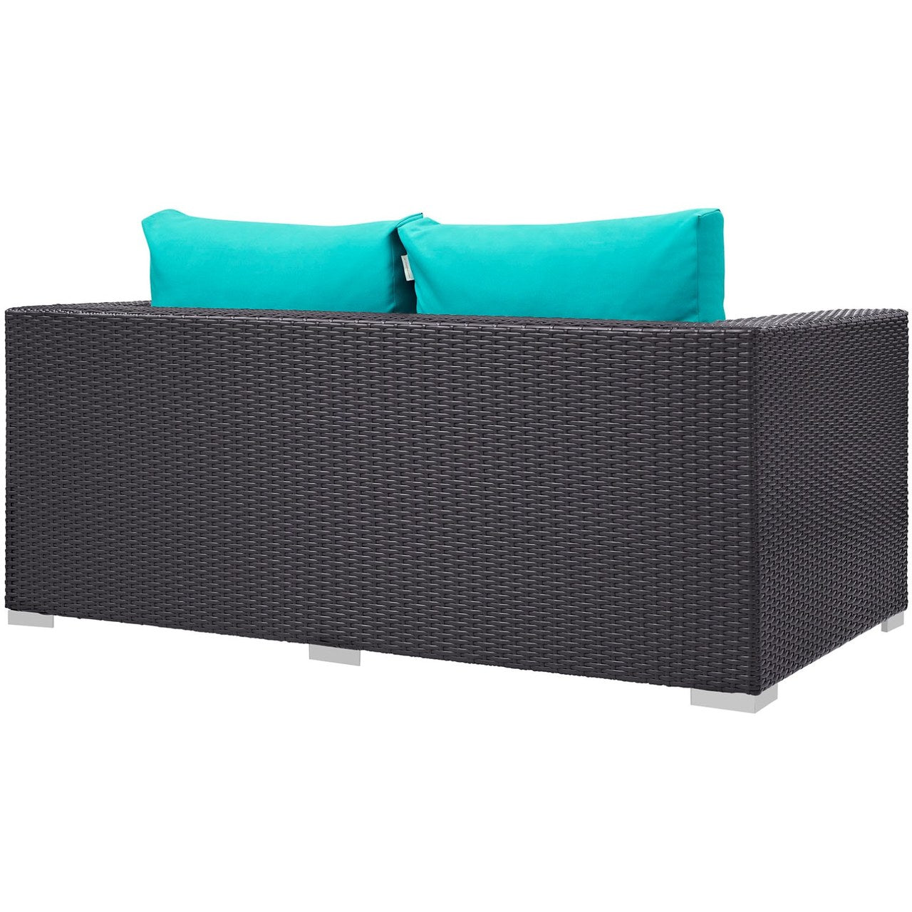 Convene Outdoor Patio Loveseat, Blue, Rattan 9881