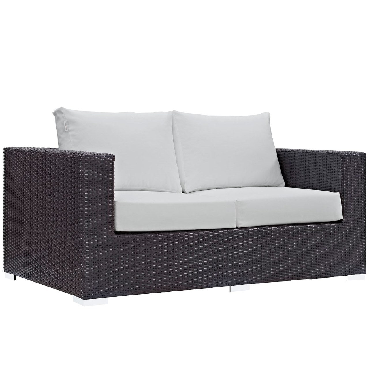 Convene Outdoor Patio Loveseat, White, Rattan 9882