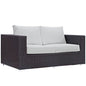 Convene Outdoor Patio Loveseat, White, Rattan 9882
