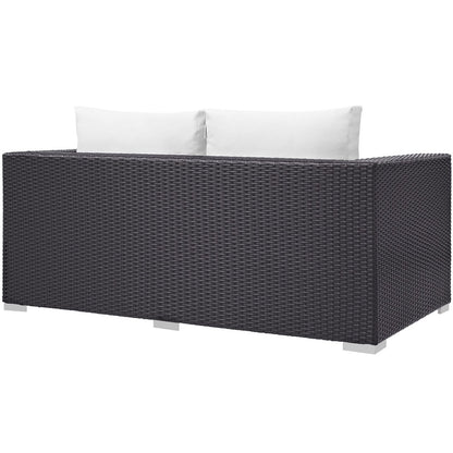 Convene Outdoor Patio Loveseat, White, Rattan 9882