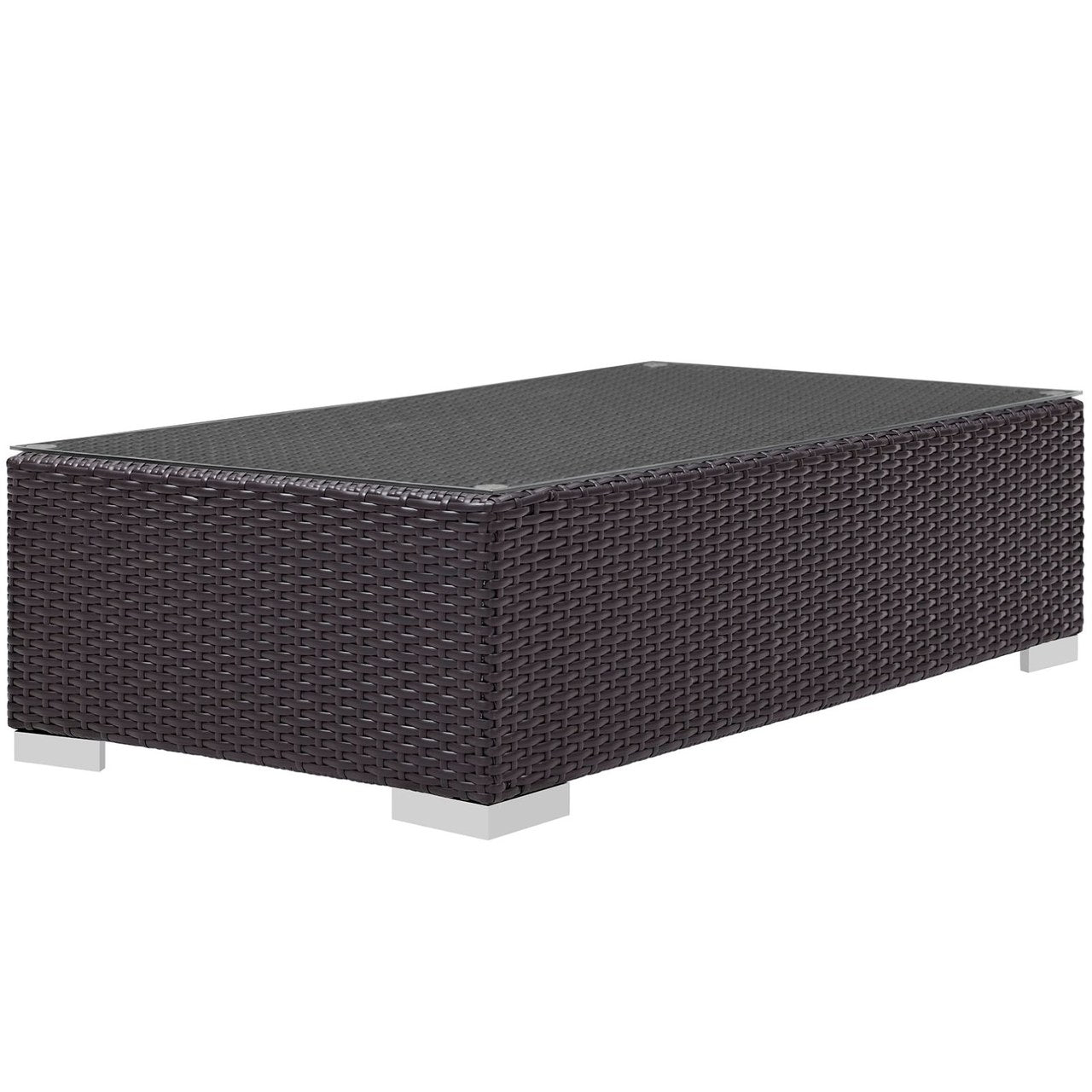 Convene Outdoor Patio Coffee Table, Brown, Rattan 9883