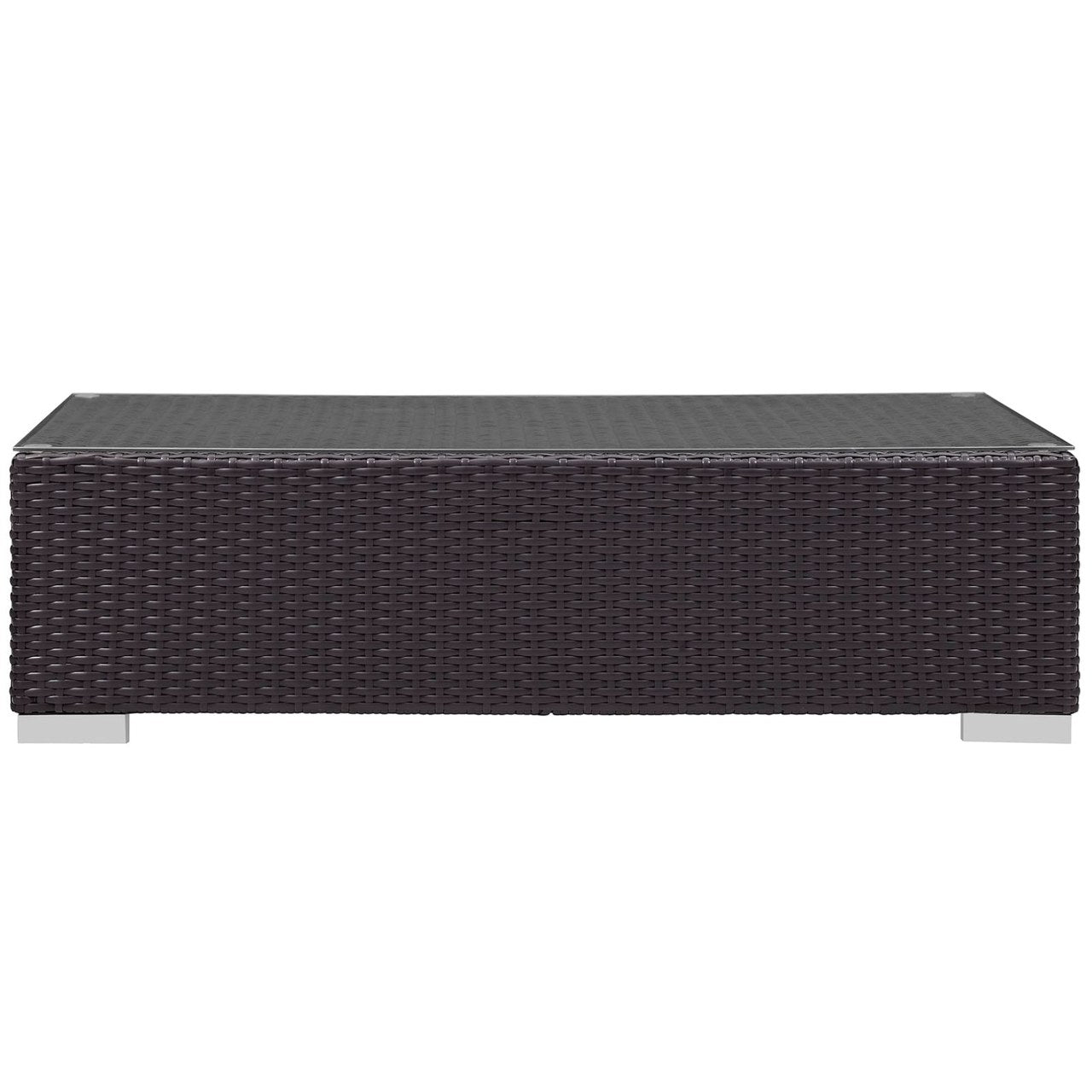Convene Outdoor Patio Coffee Table, Brown, Rattan 9883