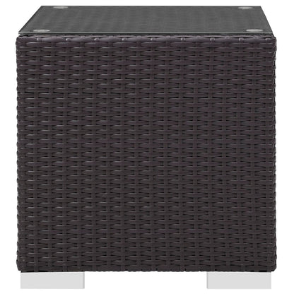 Convene Outdoor Patio Side Table, Brown, Rattan 9884