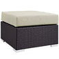 Convene Outdoor Patio Fabric Square Ottoman, Beige, Rattan 9892