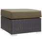 Convene Outdoor Patio Fabric Square Ottoman, Brown, Rattan 9893