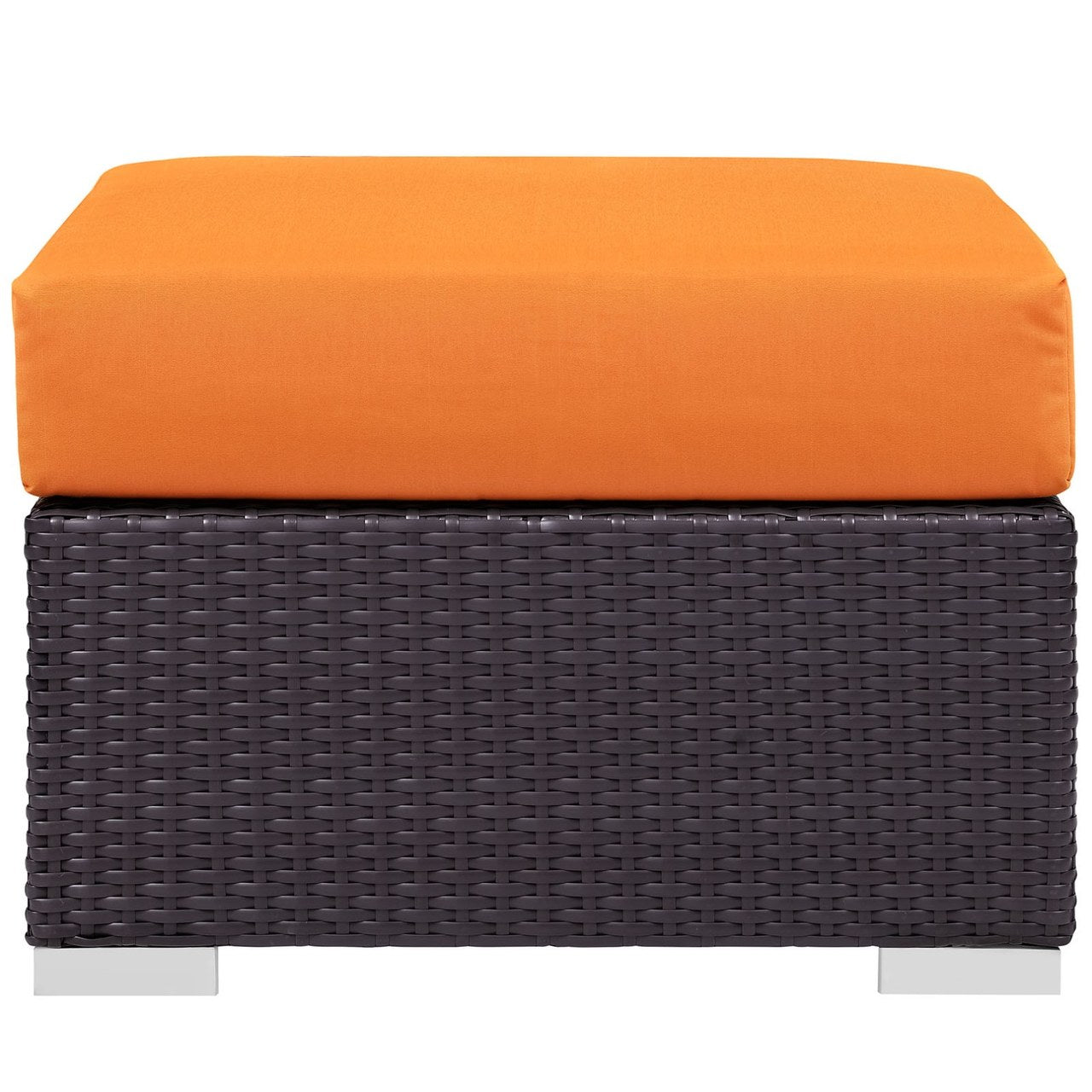 Convene Outdoor Patio Fabric Square Ottoman, Orange, Rattan 9894