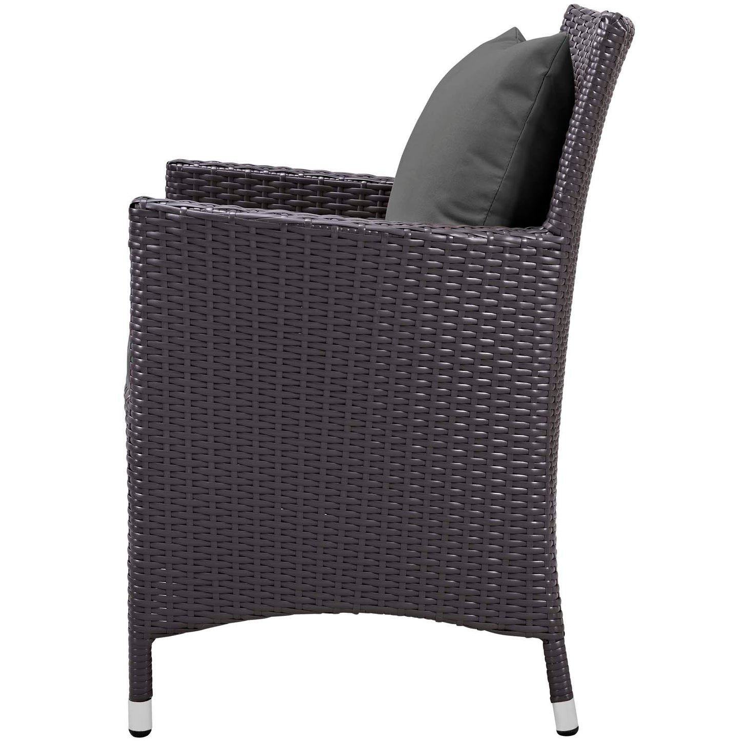Convene Dining Outdoor Patio Armchair, Fabric Rattan Wicker, Drak Grey Gray, 17245