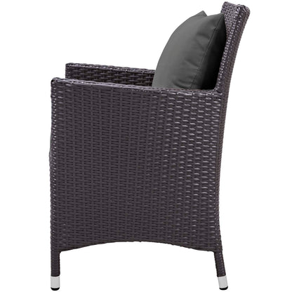 Convene Dining Outdoor Patio Armchair, Fabric Rattan Wicker, Drak Grey Gray, 17245