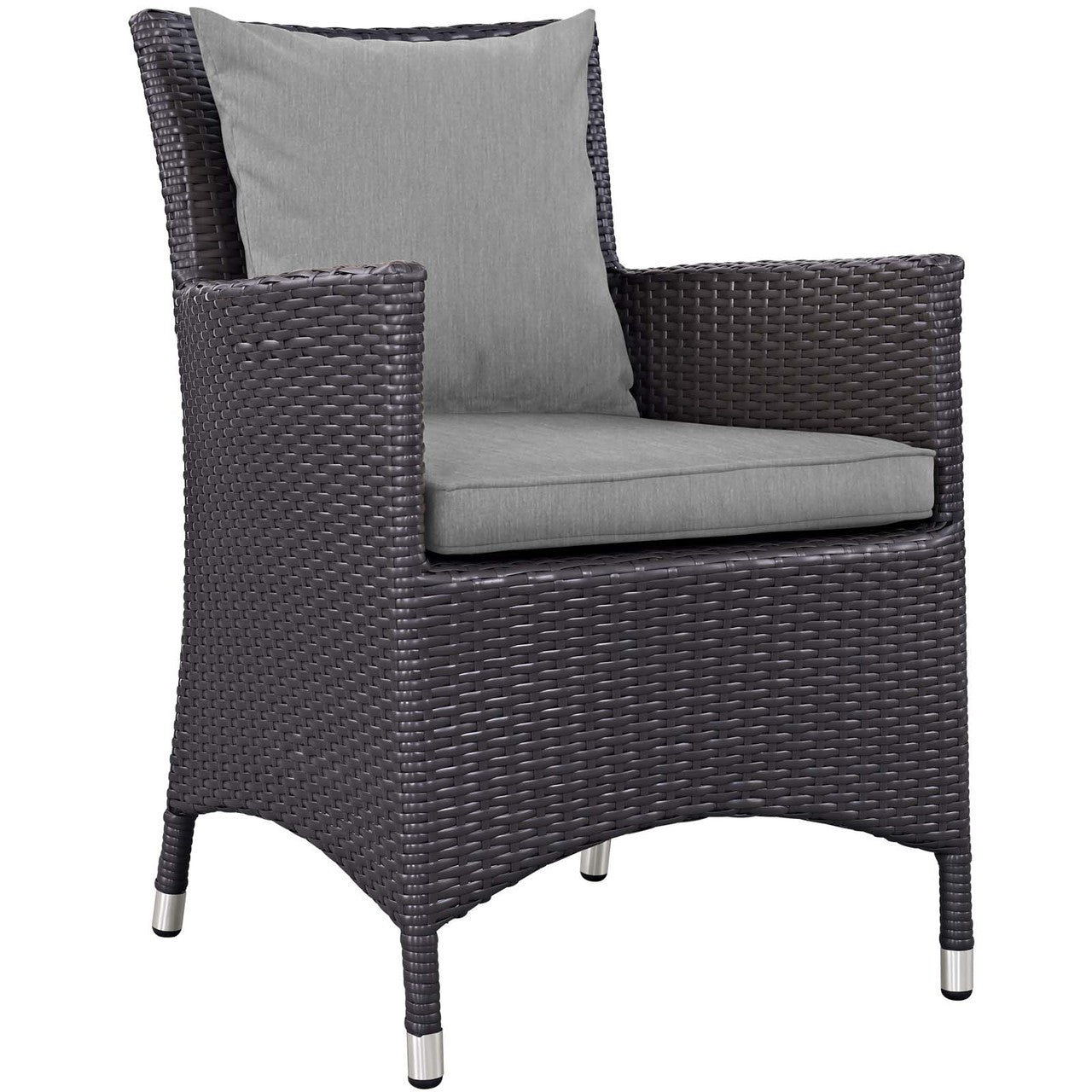 Convene Dining Outdoor Patio Armchair, Rattan Wicker, Grey Gray 13424