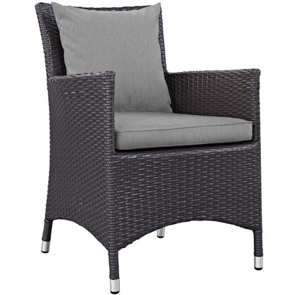 Convene Dining Outdoor Patio Armchair, Rattan Wicker, Grey Gray 13424