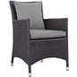 Convene Dining Outdoor Patio Armchair, Rattan Wicker, Grey Gray 13424