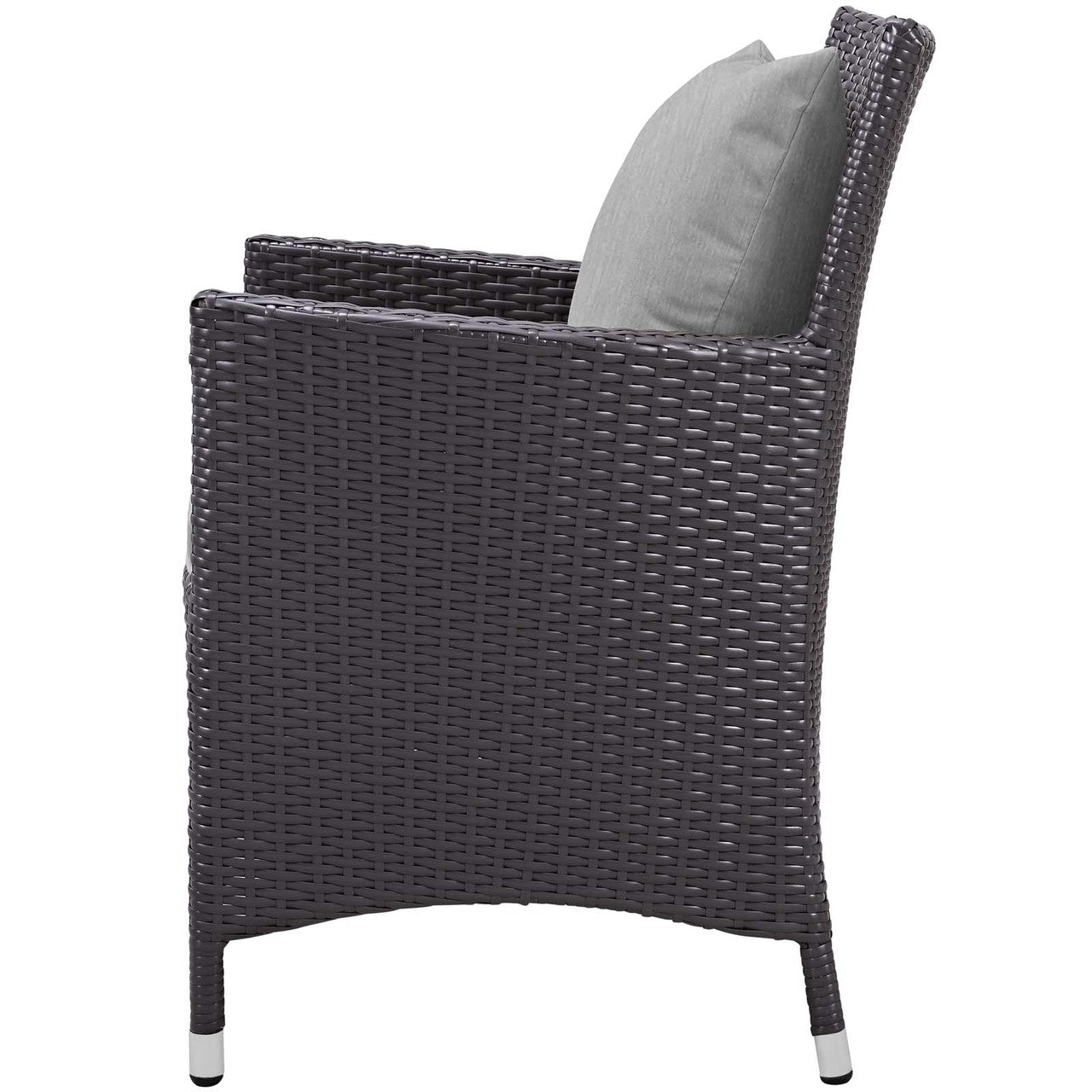 Convene Dining Outdoor Patio Armchair, Rattan Wicker, Grey Gray 13424