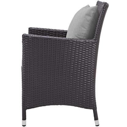 Convene Dining Outdoor Patio Armchair, Rattan Wicker, Grey Gray 13424