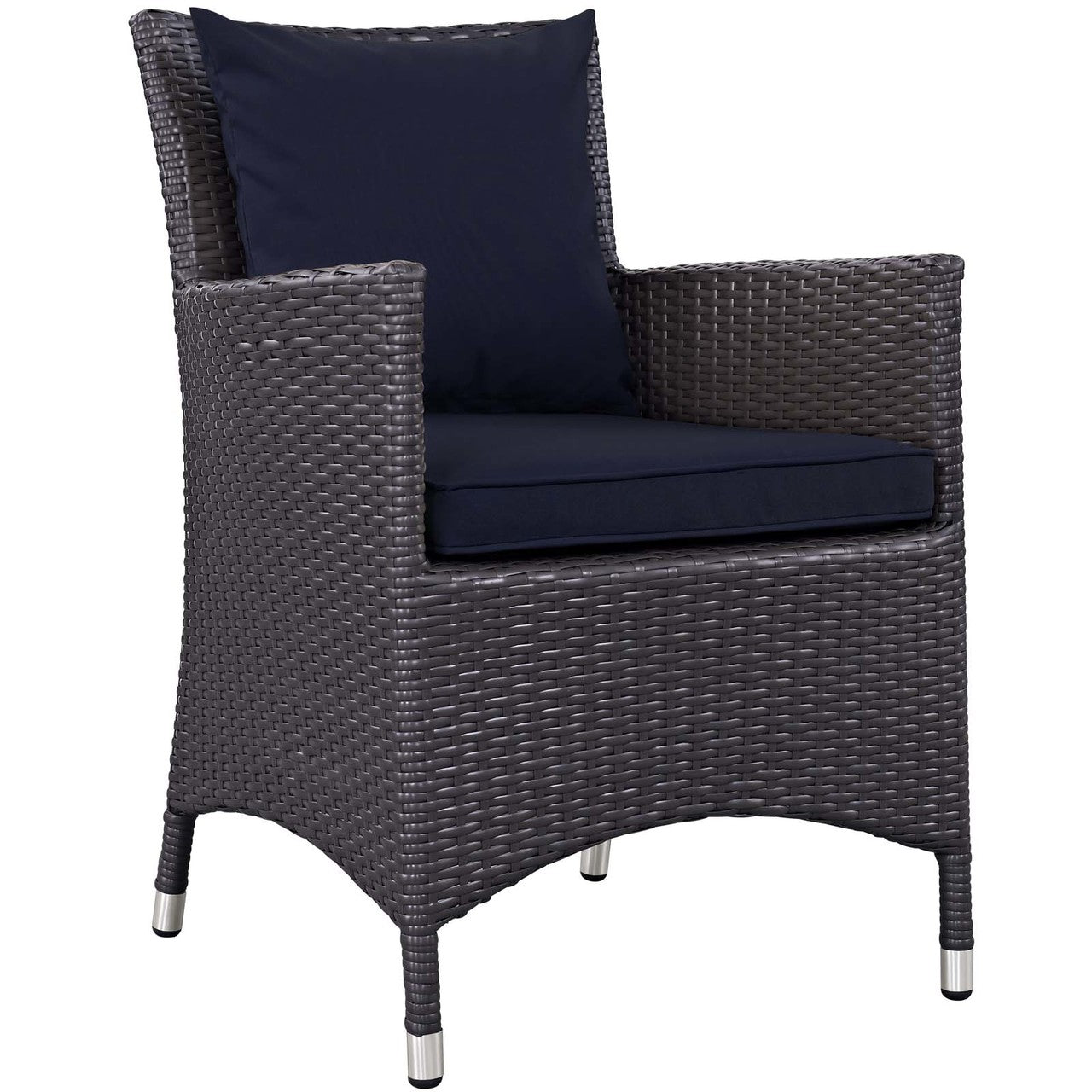 Convene Dining Outdoor Patio Armchair, Rattan Wicker, Navy Blue 13425