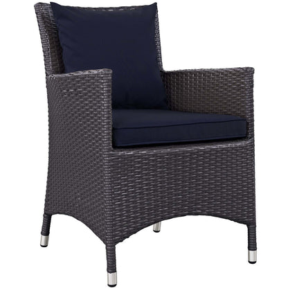 Convene Dining Outdoor Patio Armchair, Rattan Wicker, Navy Blue 13425