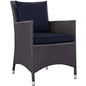 Convene Dining Outdoor Patio Armchair, Rattan Wicker, Navy Blue 13425