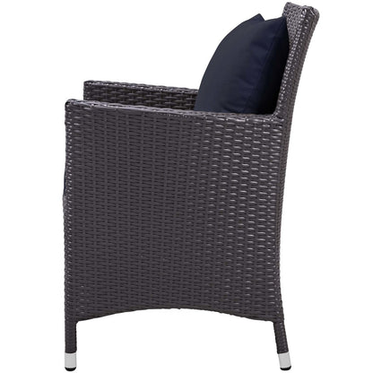 Convene Dining Outdoor Patio Armchair, Rattan Wicker, Navy Blue 13425