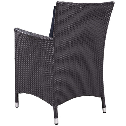 Convene Dining Outdoor Patio Armchair, Rattan Wicker, Navy Blue 13425