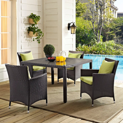 Convene 47" Square Outdoor Patio Glass Top Dining Table, Brown, Rattan 9906