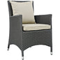 Sojourn Dining Outdoor Patio Sunbrella Armchair, Beige, Rattan 9914