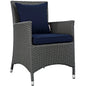 Sojourn Dining Outdoor Patio Sunbrella Armchair, Navy, Rattan 9915