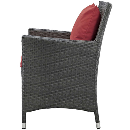 Sojourn Dining Outdoor Patio Sunbrella® Armchair, Sunbrella Rattan Wicker, Red 13427