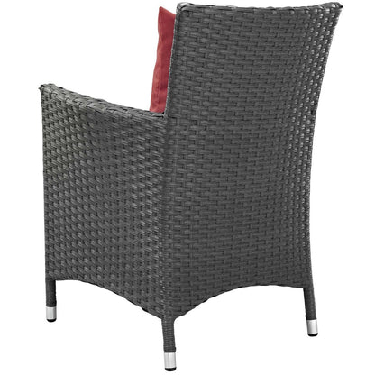 Sojourn Dining Outdoor Patio Sunbrella® Armchair, Sunbrella Rattan Wicker, Red 13427