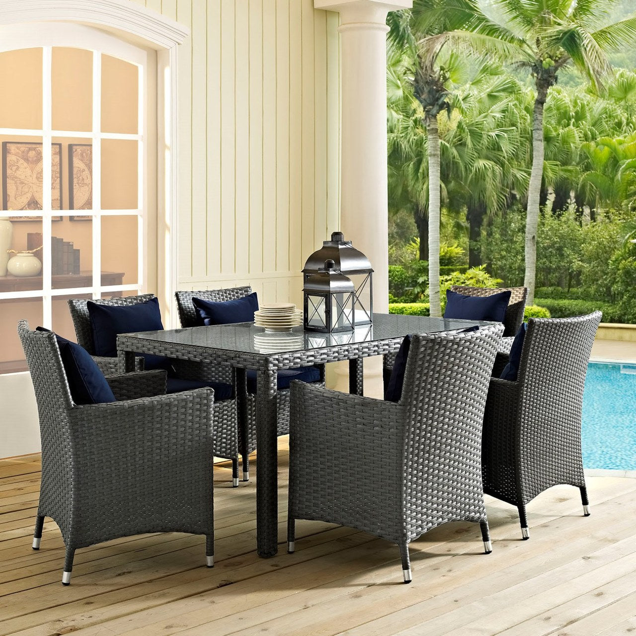 Sojourn 59" Outdoor Patio Dining Table, Brown, Rattan 9924