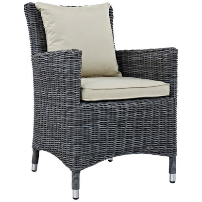 Summon Dining Outdoor Patio Sunbrella Armchair, Beige, Rattan 9925