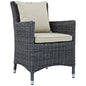 Summon Dining Outdoor Patio Sunbrella Armchair, Beige, Rattan 9925