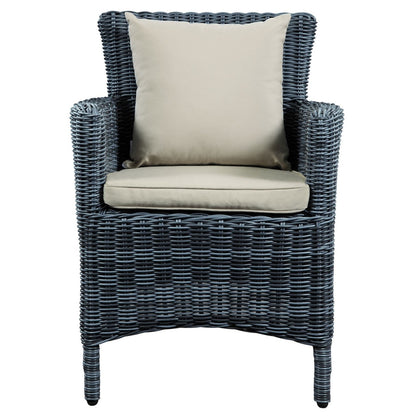 Summon Dining Outdoor Patio Sunbrella Armchair, Beige, Rattan 9925